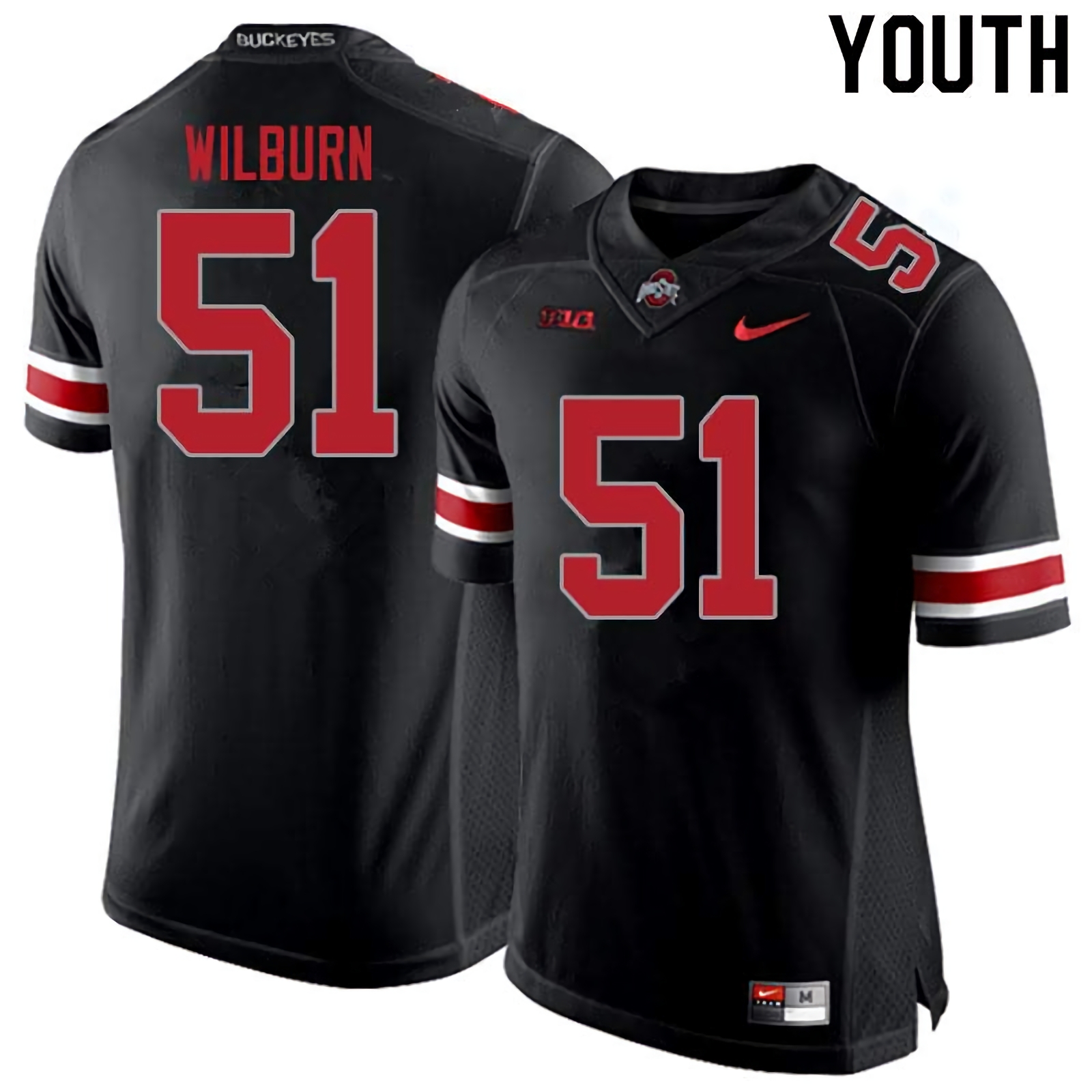 Trayvon Wilburn Ohio State Buckeyes Youth NCAA #51 Nike Blackout College Stitched Football Jersey YAA5156KE
